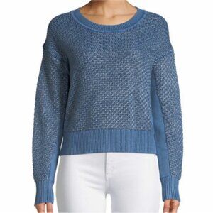 Rag & Bone Kyra Crewneck Metallic Knit Pullover Indigo Blue size small